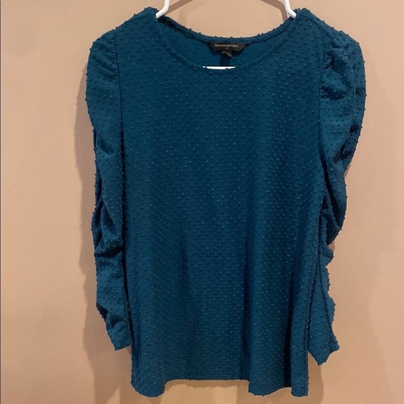 Banana republic Swiss dot Teal Textured Top - Picture 1 of 4